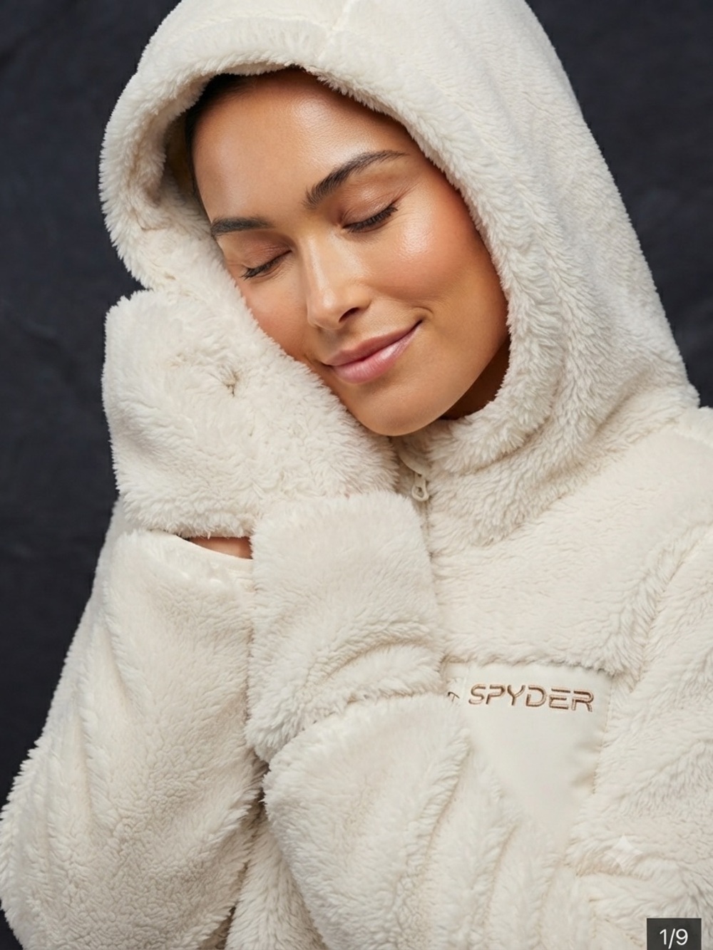 White  Sherpa Zip-Up Hoodie Jacket L